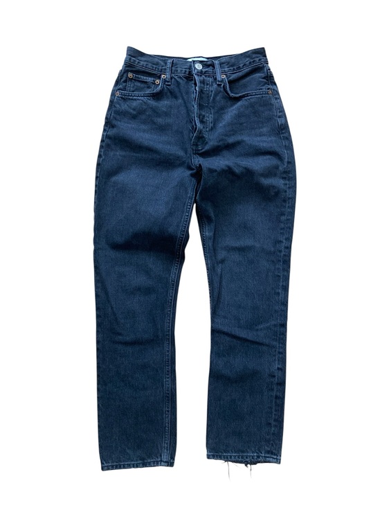 Agolde Denim - Agolde Riley Black Button Fly High Rise Cropped Jeans